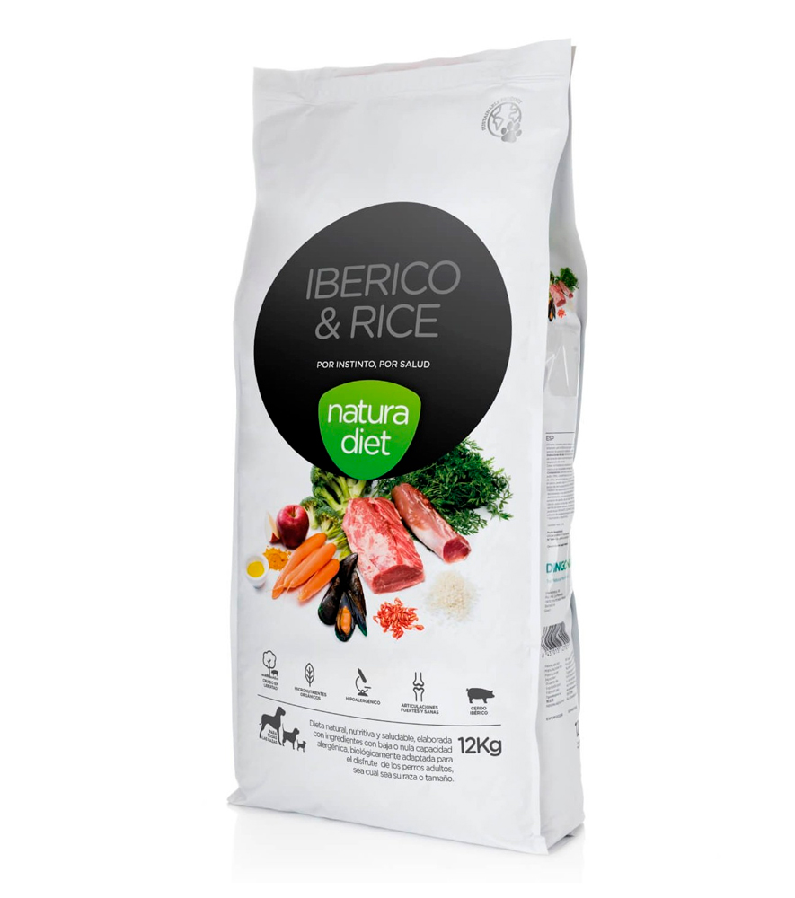 Natura Diet Pienso de Ibérico y Arroz para Perros