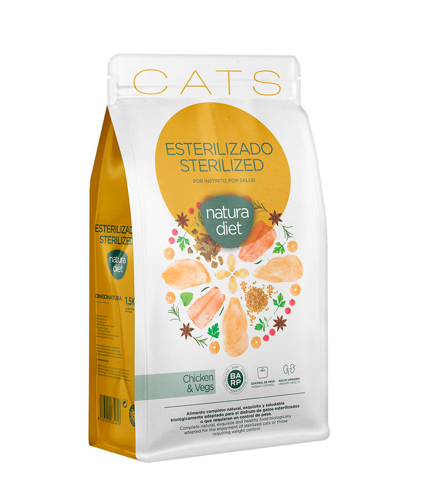 Pienso para gatos adultos esterilizados Natura Diet pollo